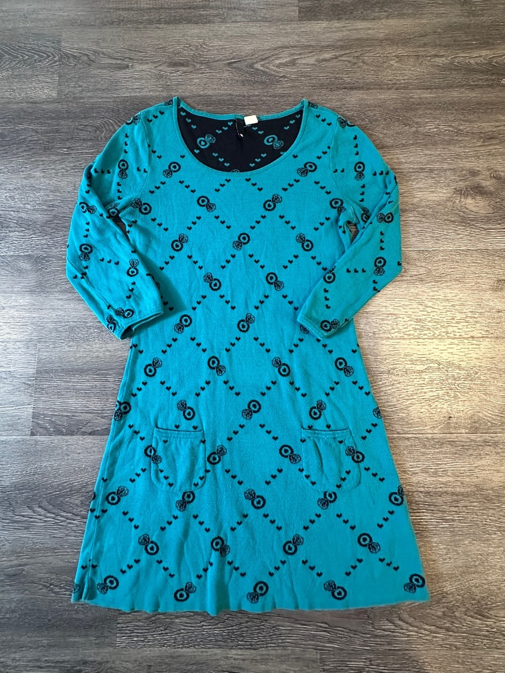 Vintage H&M DIVIDED Teal Engagement Ring Heart Knit Dress 90s Y2K